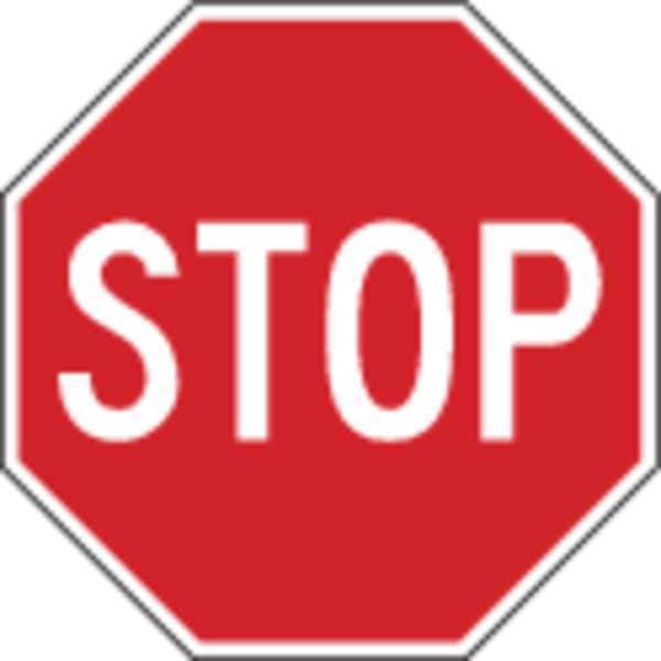 Traffic Sign, 24 x 24In, WHT/R, Stop, Text