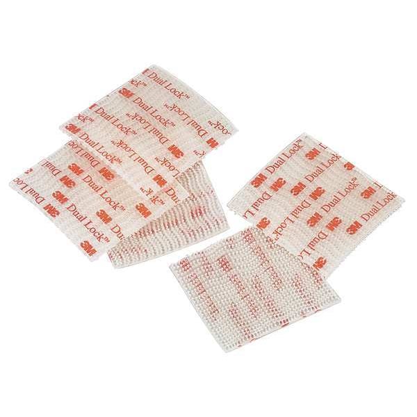 Reclosable Fastener Shape, Square, Acrylic Adhesive, 1 in, 1 in Wd, Clear, 100 PK