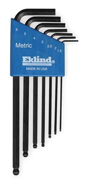7 Piece Metric L-Shape Hex Key Set, 13607