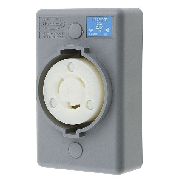 20A Locking Receptacle 2P 3W 250VAC L6-20R GY