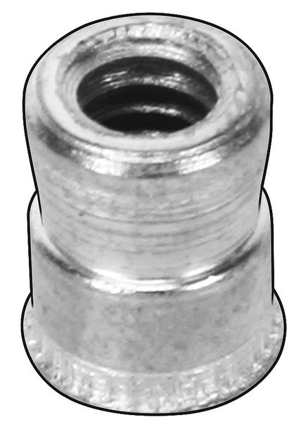 Nut Insert, #10-32 Thrd Sz, 3/4 in L, Stainless Steel, Plain, 10 PK