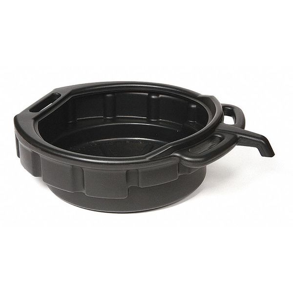Drain Pan, Polyethylene, 4 gal Capacity, 17 3/4 in Overall Dia, 5 1/2 in Overall Ht, Black