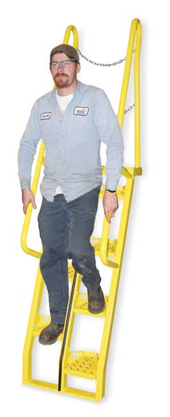 149 5/8 in Alternating Tread Stairs, Steel, 15 Steps, 350 lb Load Capacity