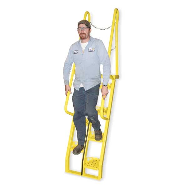 126 3/4 in Alternating Tread Stairs, Steel, 12 Steps, 350 lb Load Capacity