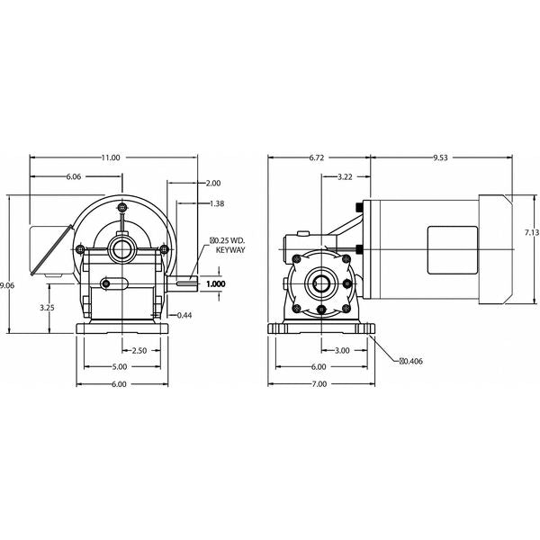 AC Gearmotor, 265.0 in-lb Max. Torque, 100 RPM Nameplate RPM, 208-230/460V AC Voltage, 3 Phase