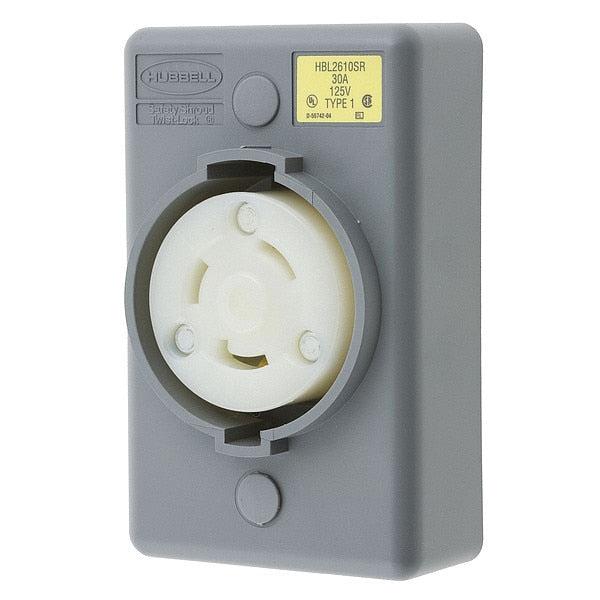 30A Twist-Lock Receptacle 2P 3W 125VAC L5-30R GY