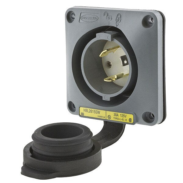 30A Watertight Flanged Twist-Lock Inlet 2P 3W 125VAC