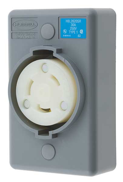 30A Twist-Lock Receptacle 2P 3W 250VAC L6-30R GY