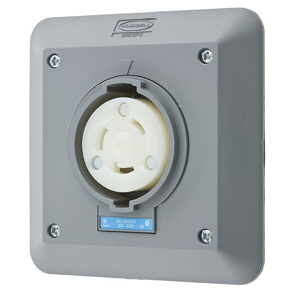 30A Twist-Lock Receptacle 2P 3W 250VAC L6-30R GY