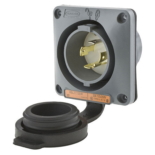 30A Watertight Flanged Twist-Lock Inlet 3P 4W 125/250VAC