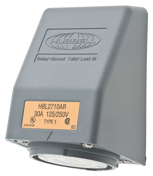 30A Angle Twist-Lock Receptacle 3P 4W 125/250VAC
