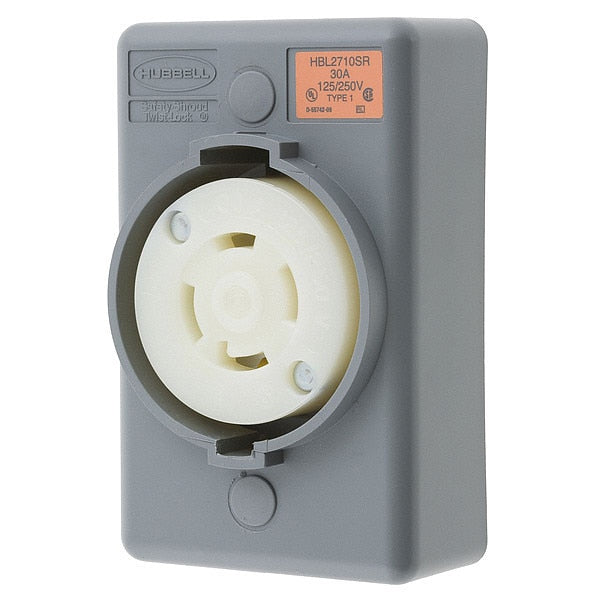 30A Twist-Lock Receptacle 3P 4W 125/250VAC L14-30R GY