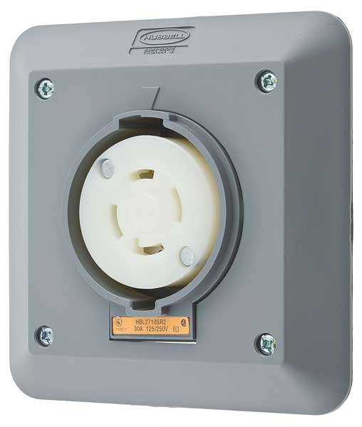 30A Locking Receptacle 3P 4W 125/250VAC L14-30R GY