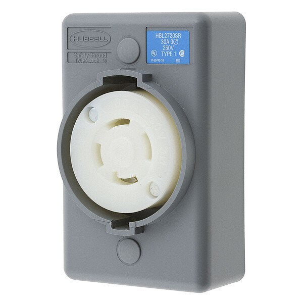 30A Locking Receptacle 3P 4W 250VAC L15-30R GY