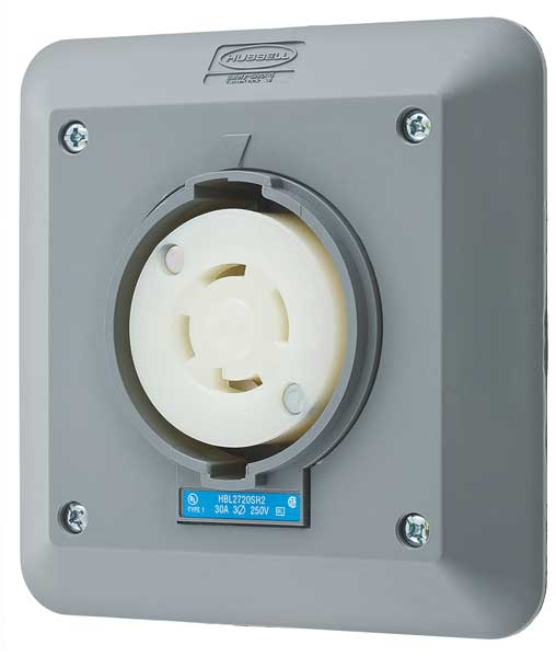 30A Locking Receptacle 3P 4W 250VAC L15-30R GY