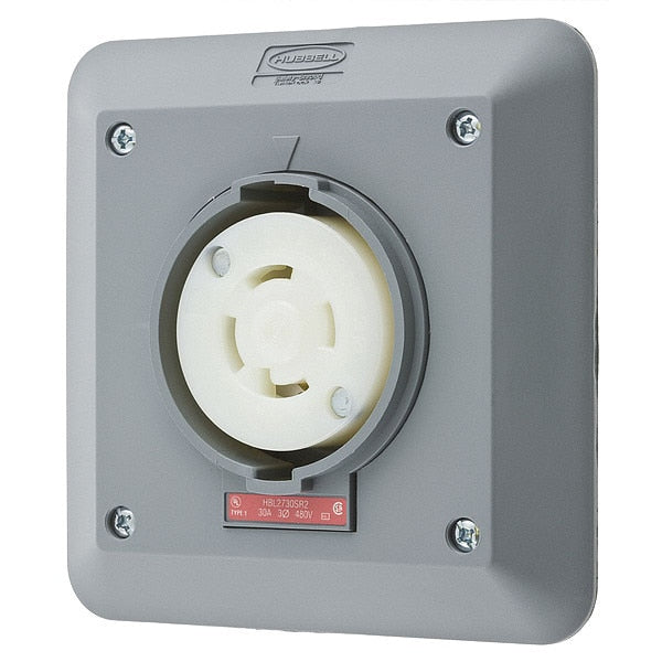 30A Twist-Lock Receptacle 3P 4W 480VAC L16-30R GY