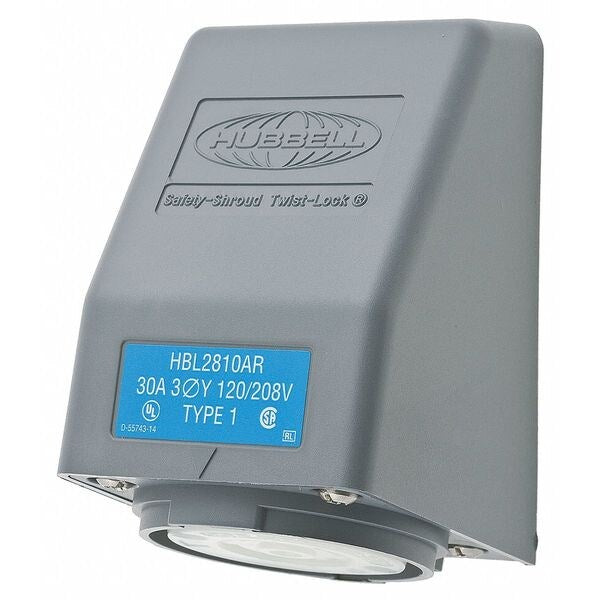 30A Angle Twist-Lock Receptacle 4P 5W 120/208VAC