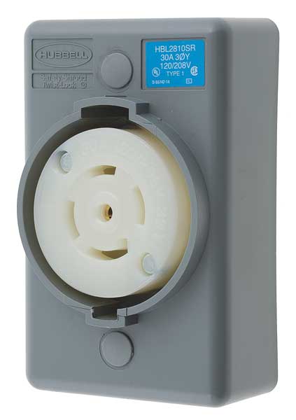 30A Locking Receptacle 4P 5W 120/208VAC L21-30R GY