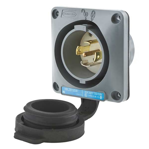 30A Watertight Flanged Twist-Lock Inlet 4P 5W 120/208VAC