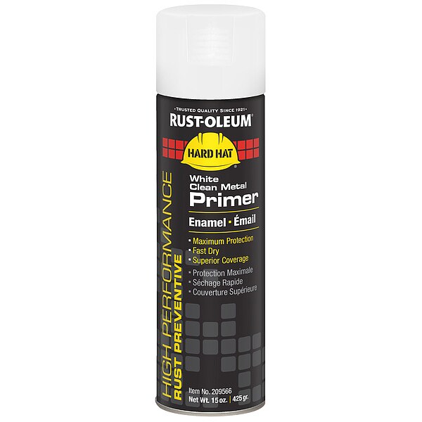 Rust Preventative Spray Primer, White, Flat Finish, 15 oz.