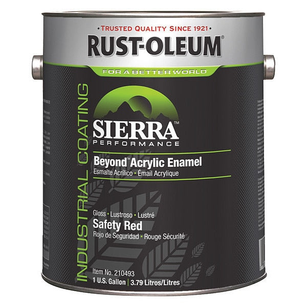 Interior/Exterior Paint, Glossy, Water Base, Safety Red, 1 gal
