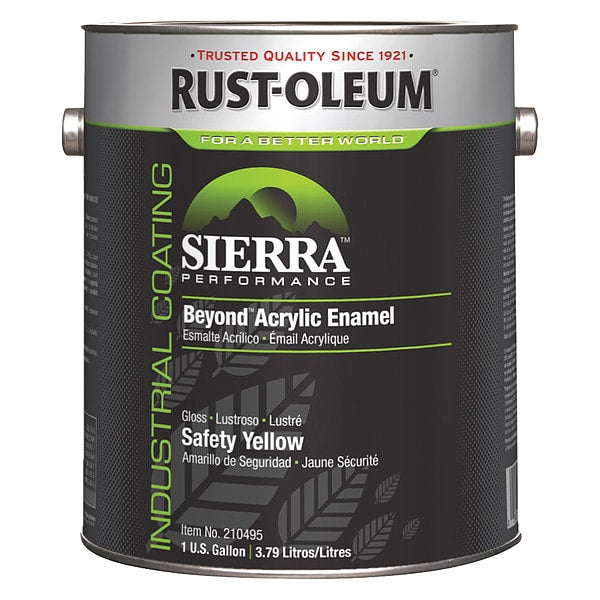 Interior/Exterior Paint, Glossy, Water Base, SAFETY YELLOW, 1 gal