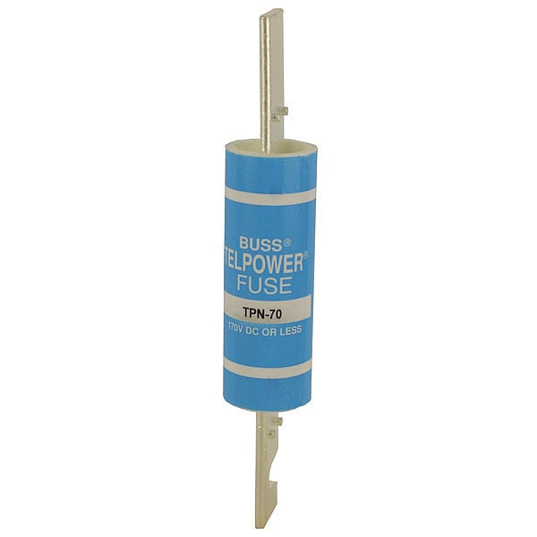 Telecom Protection Fuse, Fast Acting, 70 A, TPN Series, Not Rated, 170V DC, 5-7/8