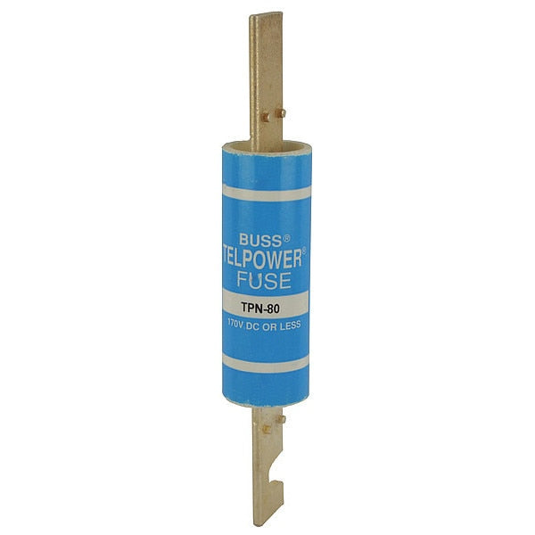 Telecom Protection Fuse, Fast Acting, 80 A, TPN Series, Not Rated, 170V DC, 5-7/8