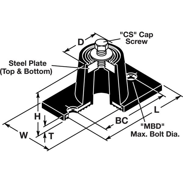 Floor Mount Vibration Isolator, Neoprene