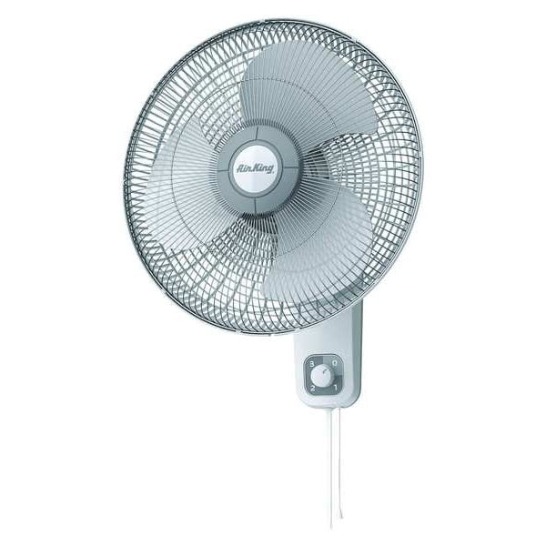 Wall Mount Fan, 16 in, Oscillating, 3 Speeds, 120VAC, White
