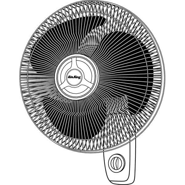 Wall Mount Fan, 16 in, Oscillating, 3 Speeds, 120VAC, White