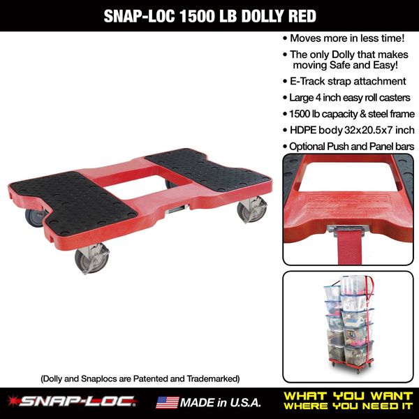 Gen. Prpose Dolly, Open, Flush, 7in H., Red
