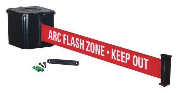 Retractable Belt Barrier, Black, Red/White