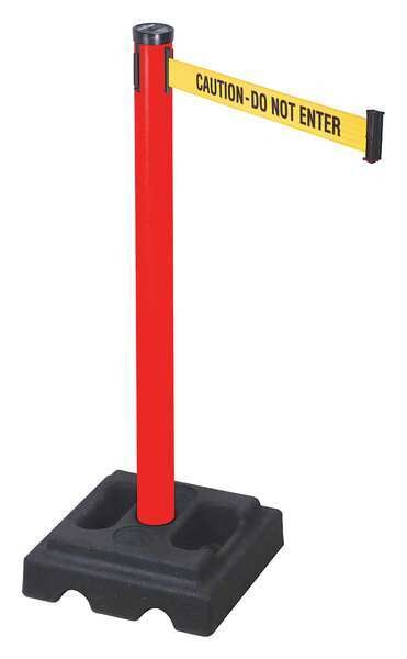 Belt Barrier, PVC, 40in., Yellow/Black