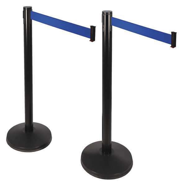 Belt Barrier, Blue, Sloped, Black ABS, PK2