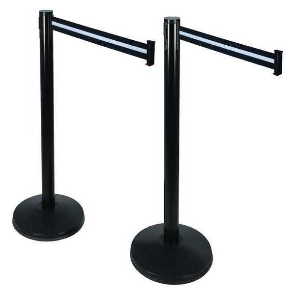 Belt Barrier, Black/White, Sloped, PK2