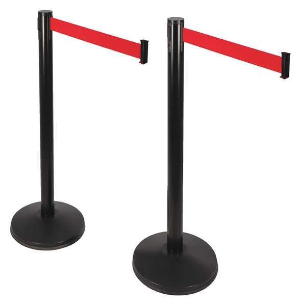 Belt Barrier, Red, Sloped, Black ABS, PK2
