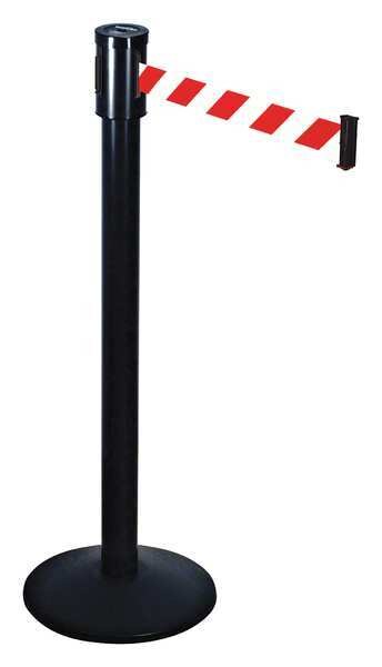Belt Barrier, Red/White, Aluminum, 40in.