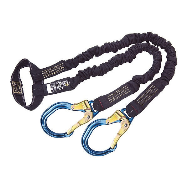Shock Absorbing Lanyard, 6 ft., 310 lb Weight Capacity, Black