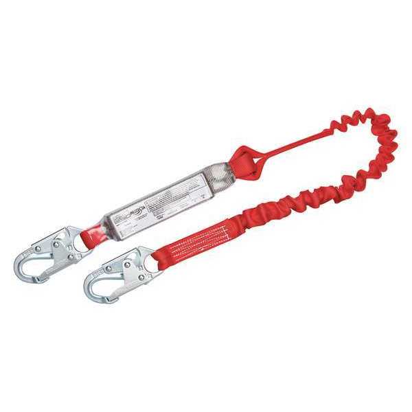 Adjustable Shock Absorbing Lanyard, 310 lb. Weight Capacity, Red