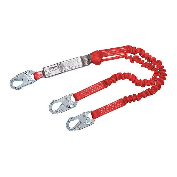 Shock Absorbing Lanyard, 6 ft., 310 lb. Weight Capacity, Red