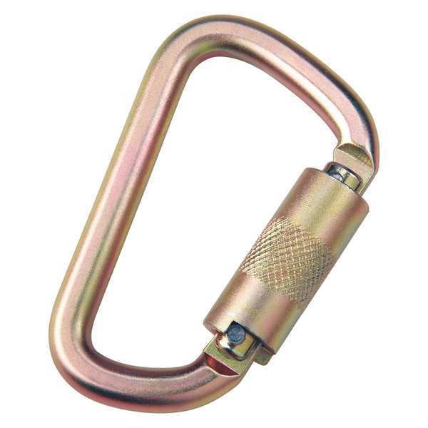 Carabiner, Twist-Lock, 4 1/4 in L, Steel, Yellow