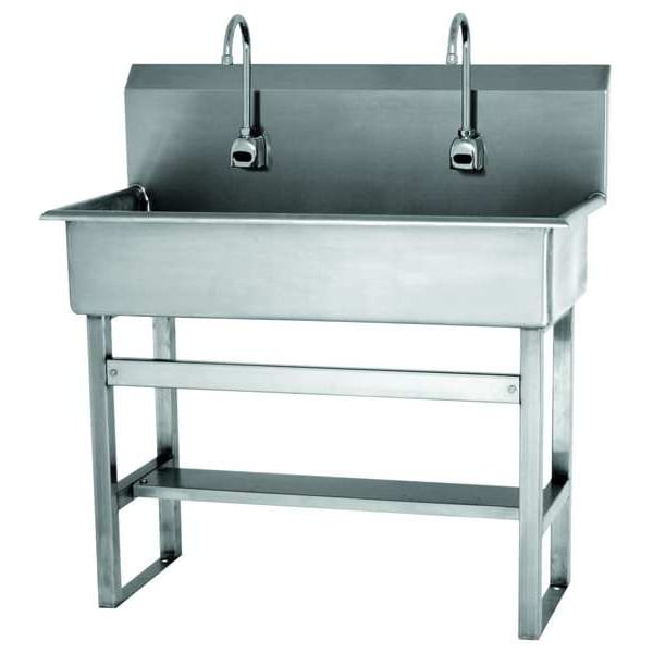 Floor Mount, 2 Hole, AC Sensor, Stainless, Wash Station