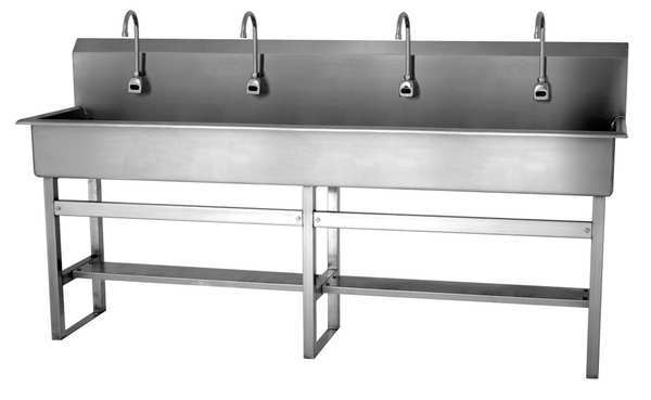 Floor Mount, 4 Hole, AC Sensor, Stainless, Wash Station