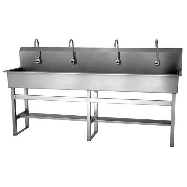 Floor Mount, 4 Hole, Battery Sensor, Stainless, Wash Station