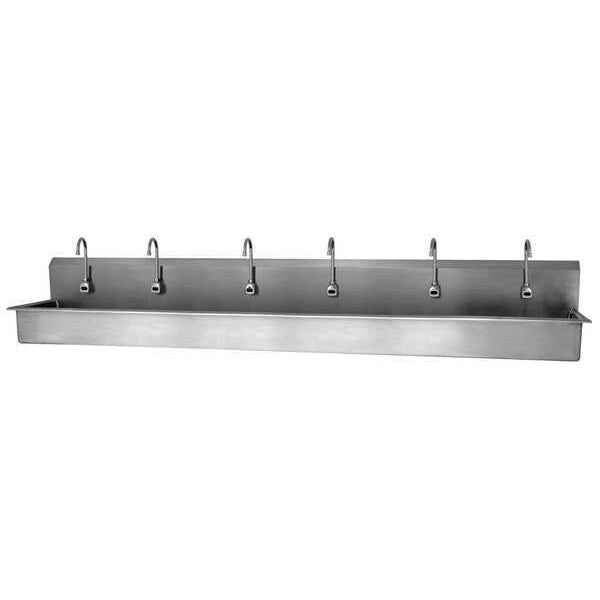 Wall Mount, 6 Hole, Sensor, Silver, Wash Station