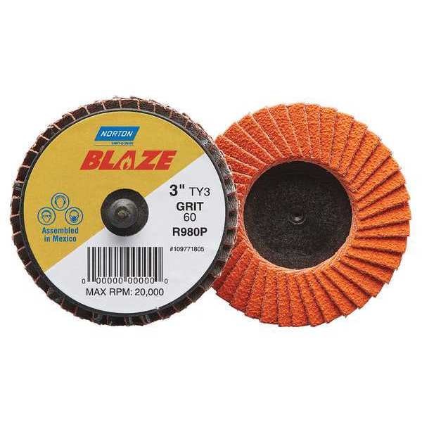 Flap Disc, Crs, Grit 40, TY 3, 3in, Blaze