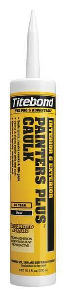 Caulk, 10.1 oz, Cartridge, Clear, Siliconized Acrylic Base