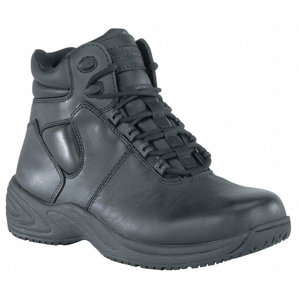Work Boots, 6In, Pln, Blk, 10-1/2W, PR