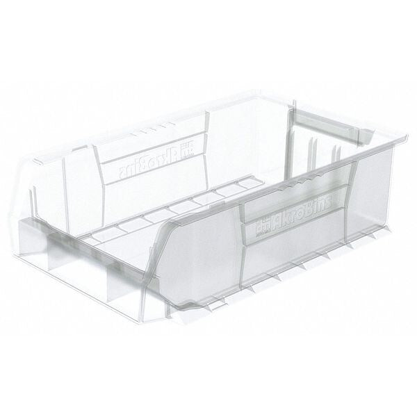 Super Size Bin, Clear, Plastic, 20 in L x 12 3/8 in W x 6 in H, 200 lb Load Capacity